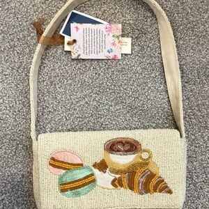 NWT VIRAL BEADED MACARON, CROISSANT , CAPPUCCINO BAG